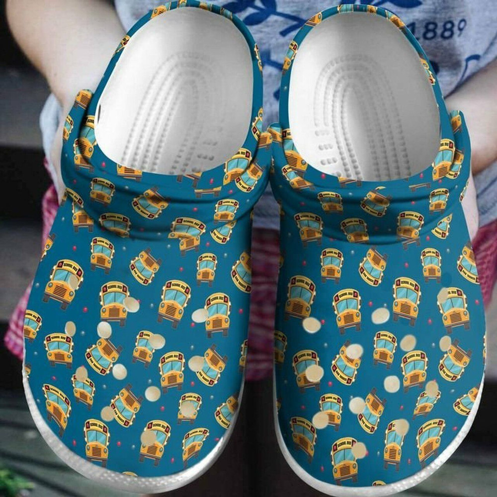 School Bus Driver Pattern 102 Gift For Lover Rubber Crocs Clog Shoes Comfy Footwear