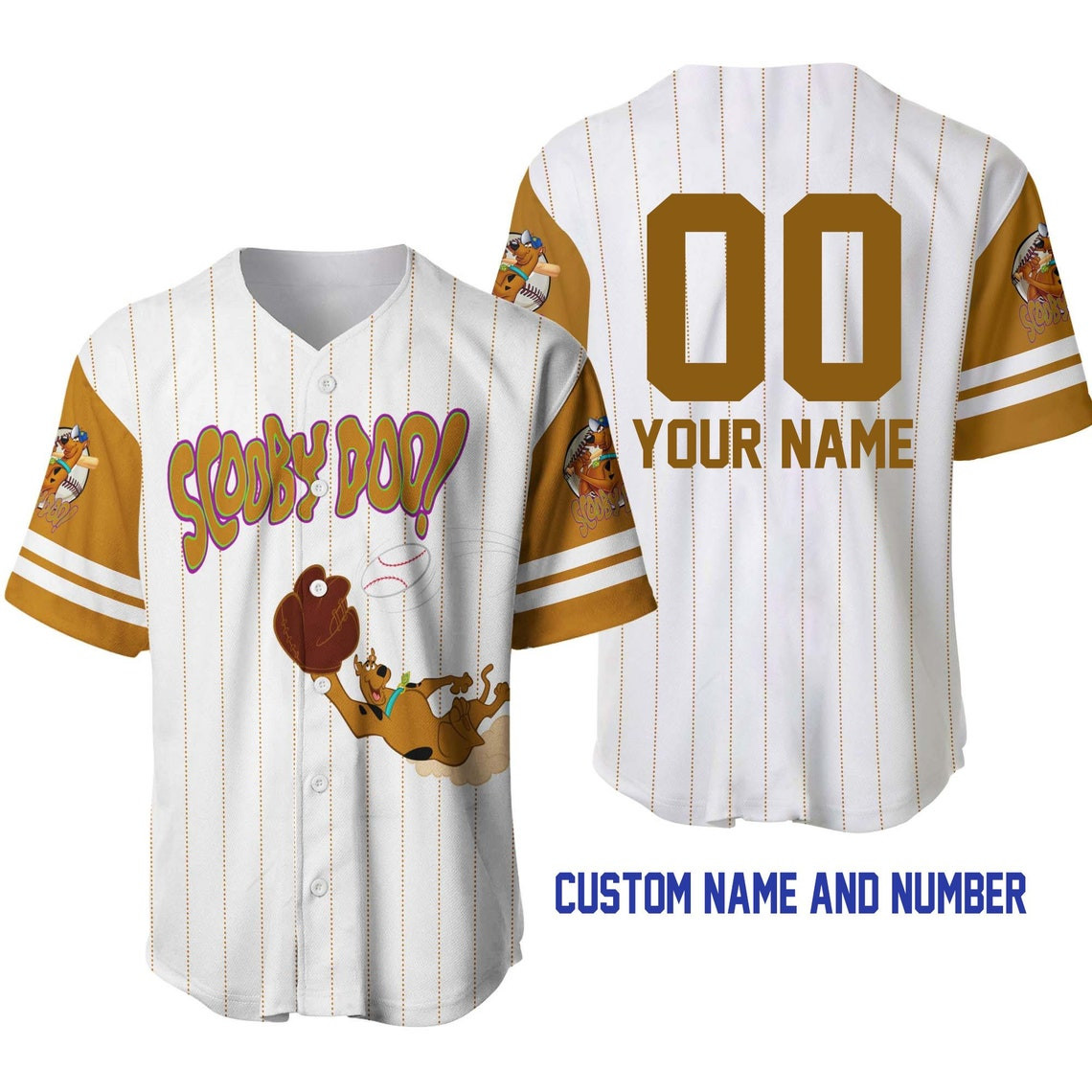 Scooby Doo Dog White Golden Brown Disney Unisex Cartoon Custom Baseball Jersey Personalized Shirt Men Women