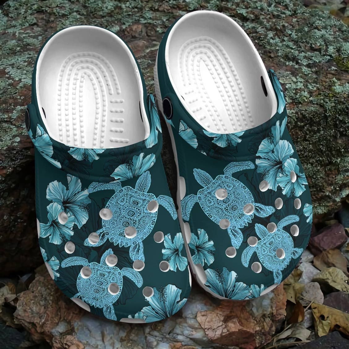 Sea Turtle With Flower Shoes Crocs Clogs For Mothers Day