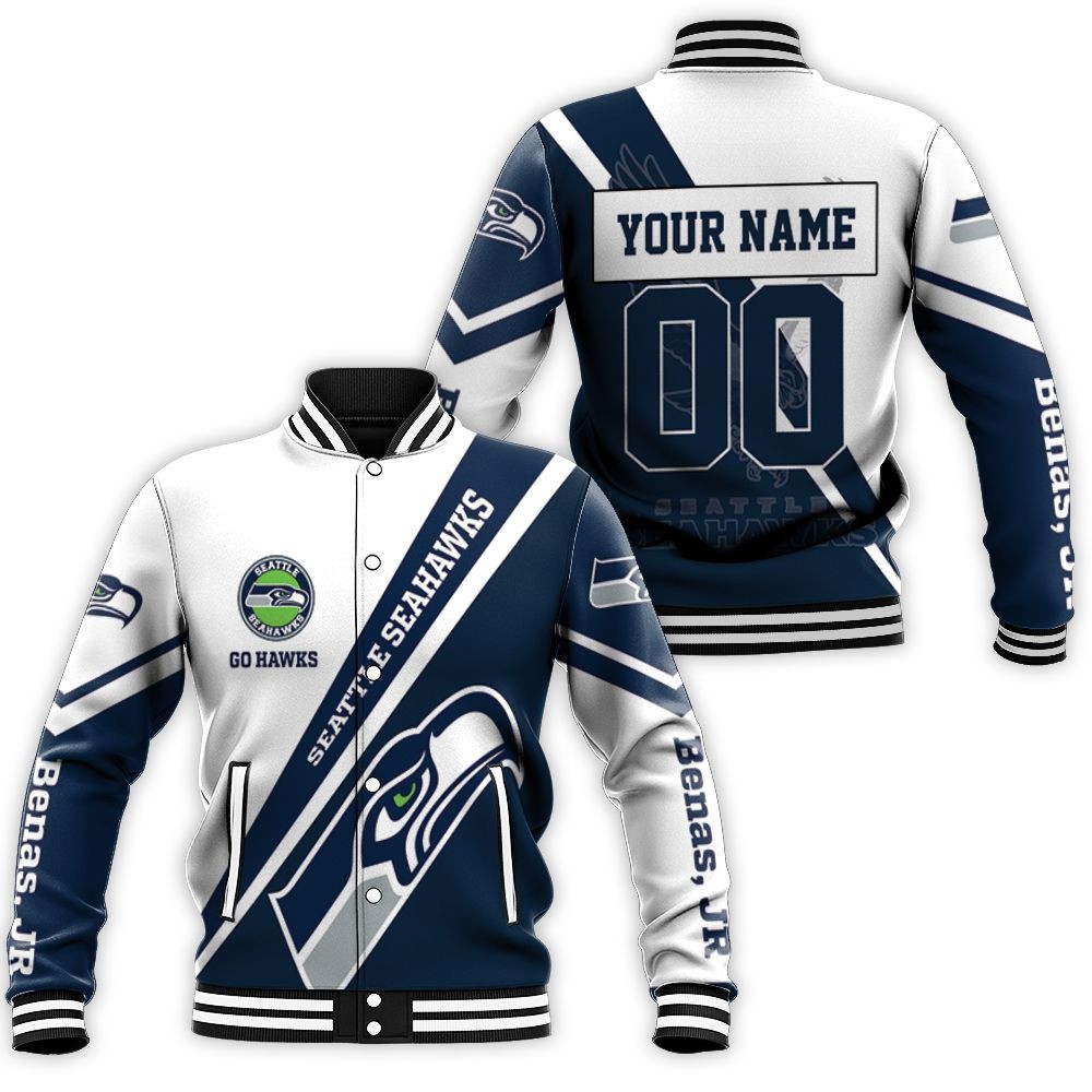 Seattle Seahawks 3d Benas Jr Personalized Baseball Jacket for Men Women