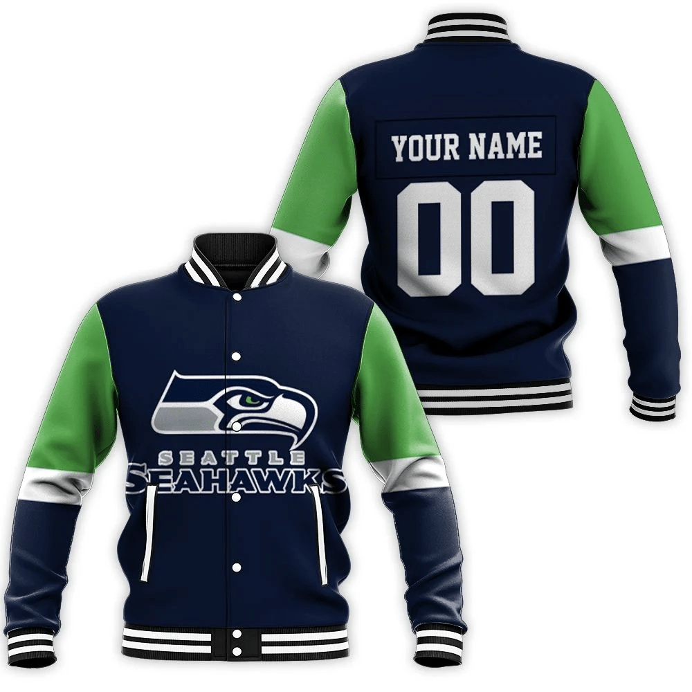 Seattle Seahawks 3d Personalized Baseball Jacket for Men Women