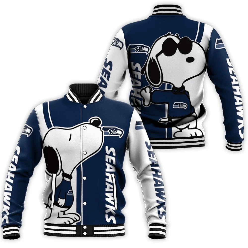 Seattle Seahawks Snoopy Lover 3d Printed Baseball Jacket for Men Women