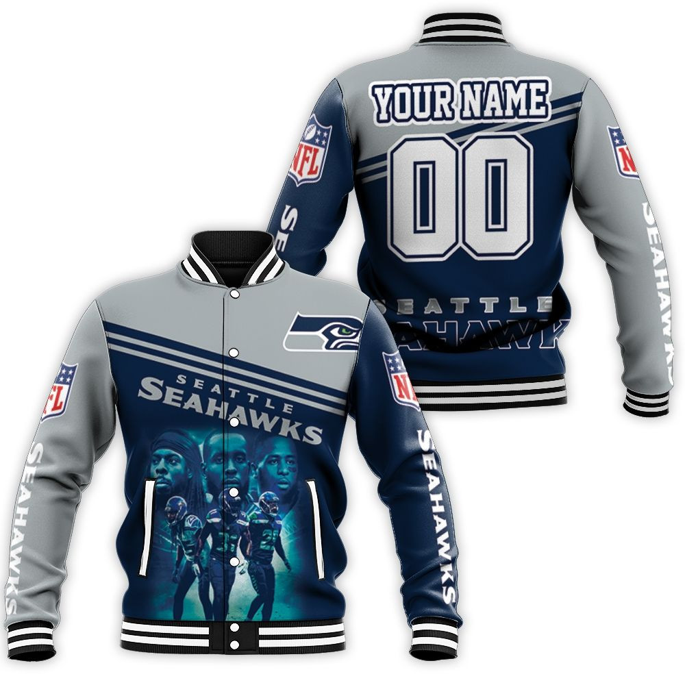 Seattle Seahawks Trio Personalized Baseball Jacket for Men Women