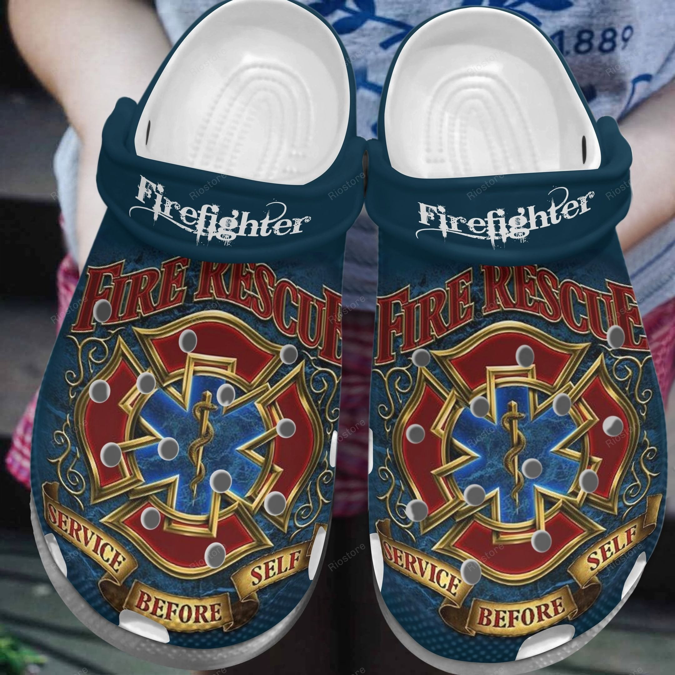 Service Before Self Shoes - Fire Rescue Crocs Clogs Gifts For Birthday