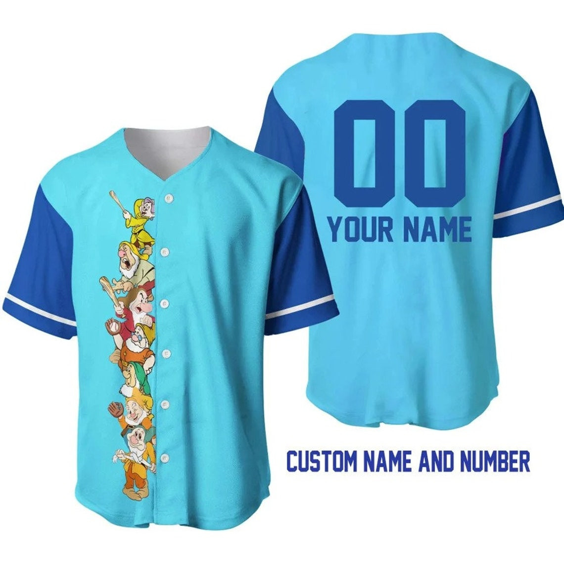 Seven Dwarfs Disney Personalized Baseball Jersey Disney Unisex Cartoon Custom Baseball Jersey Shirt Men Women