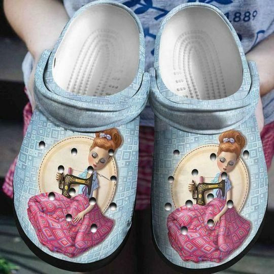 Sewing Lady Rubber Crocs Clog Shoes Comfy Footwear