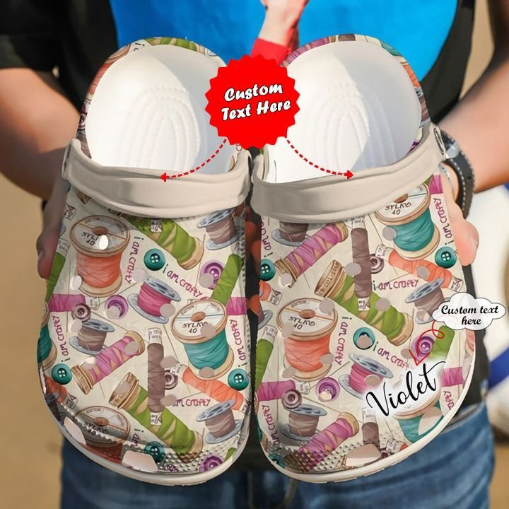 Sewing Personalized I Am Crafty Crocs Clog Shoes Colorful Crocs