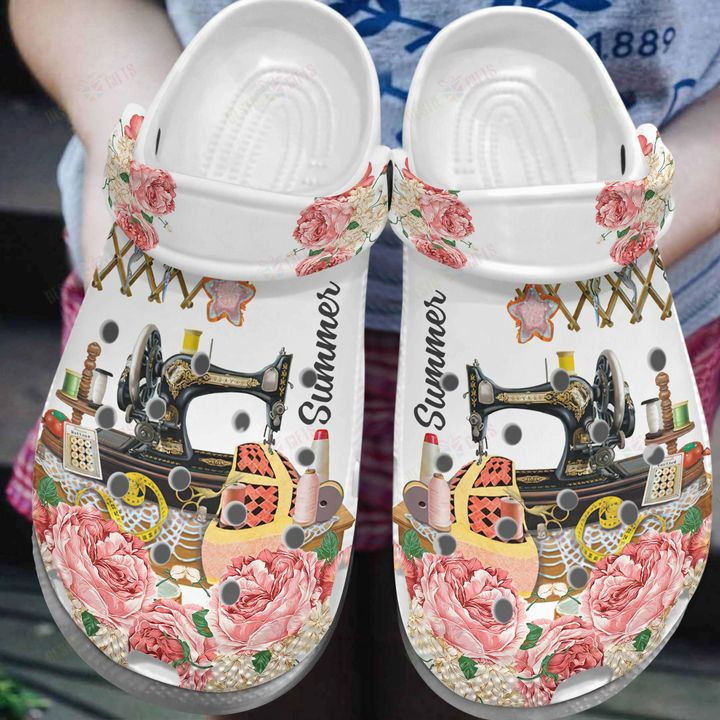 Sewing Personalized White Sole Vintage Sewing Room Crocs Classic Clogs Shoes