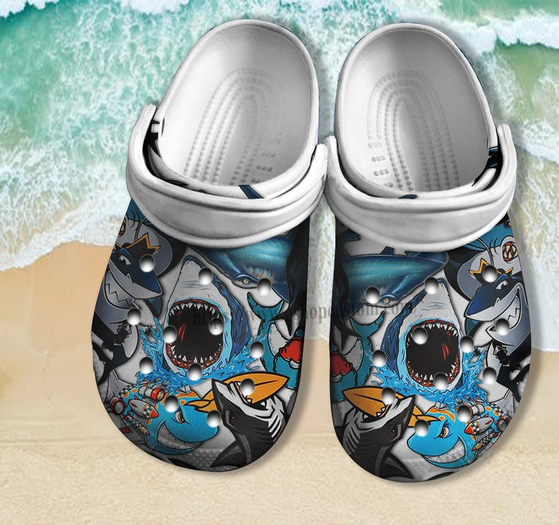 Shark Club Ocean Beach Crocs Shoes For Men Father Day Gift- Shark Lover Beach Summer Shoes Croc Clogs Customize
