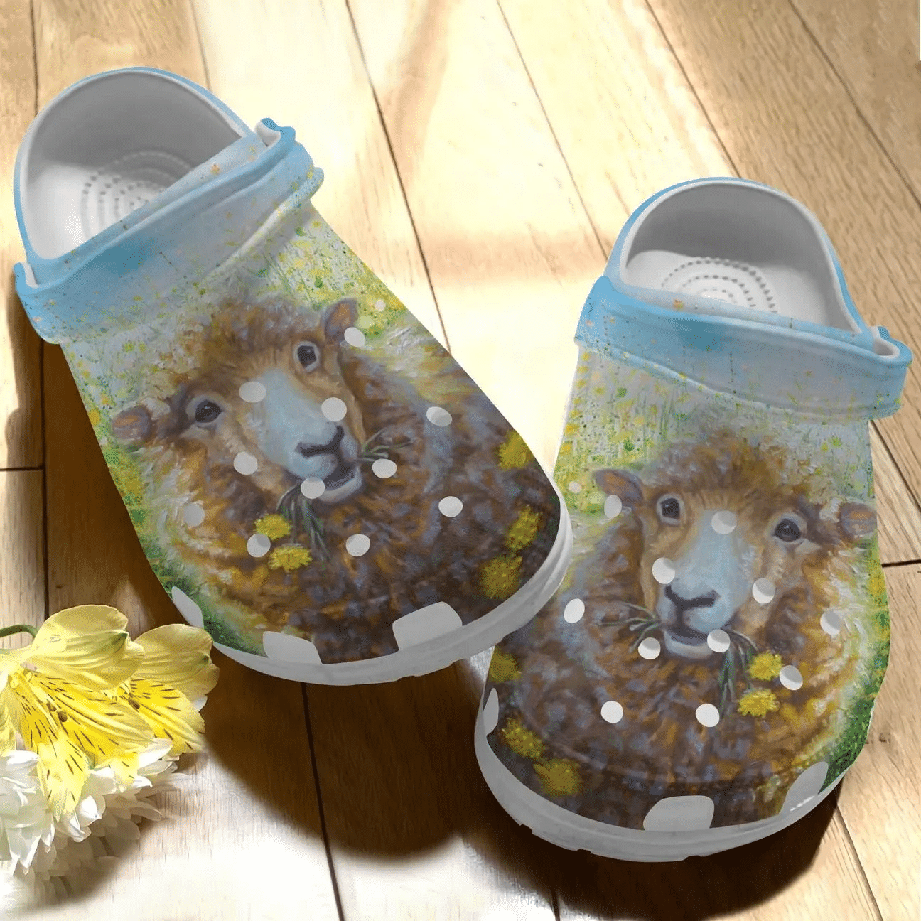 Sheep Personalize Clog Custom Crocs Fashionstyle Comfortable For Women Men Kid Print 3D Beautiful Brown Sheep On Flower Field