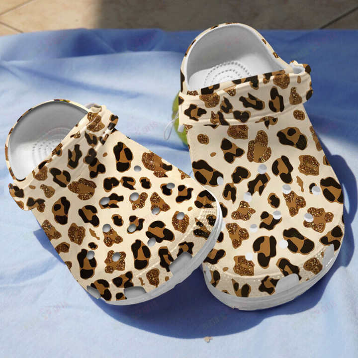 Shinning Leopard Print Crocs Classic Clogs Shoes