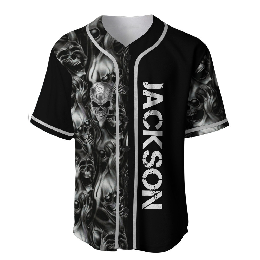 Silver Skull Custom Name Baseball Jersey, Unisex Jersey Shirt for Men Women