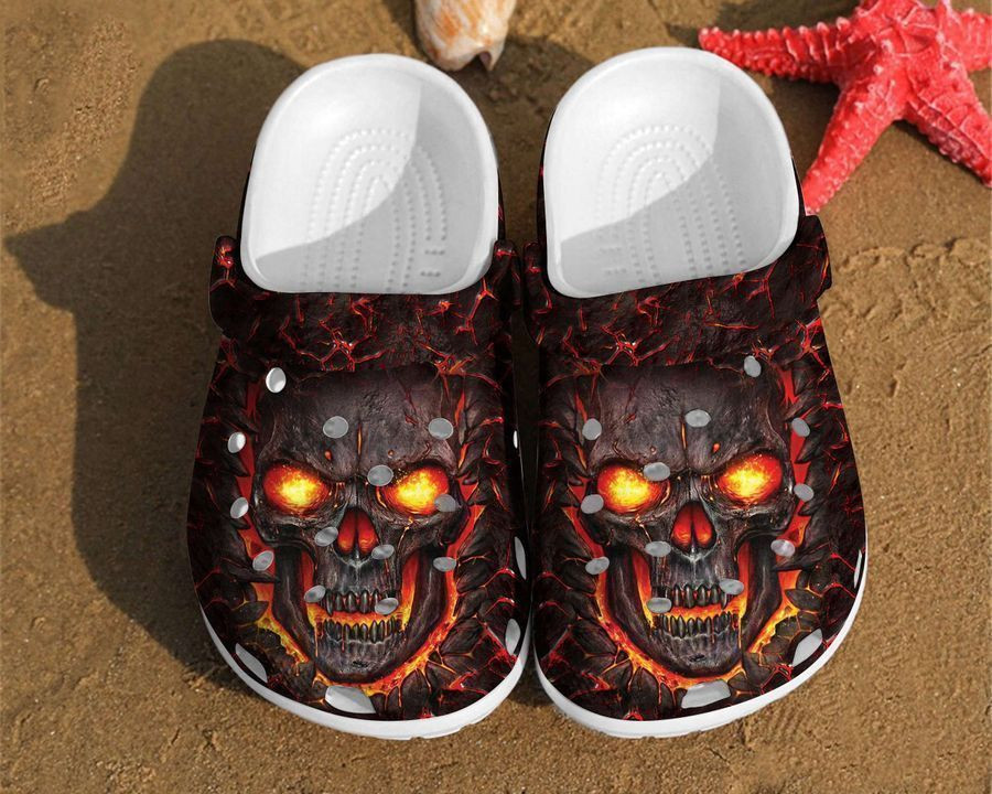 Skull Art Fire Motorcycle Lovers Gift For Motorcyclist Him Her Cool Crocs Clog Shoes