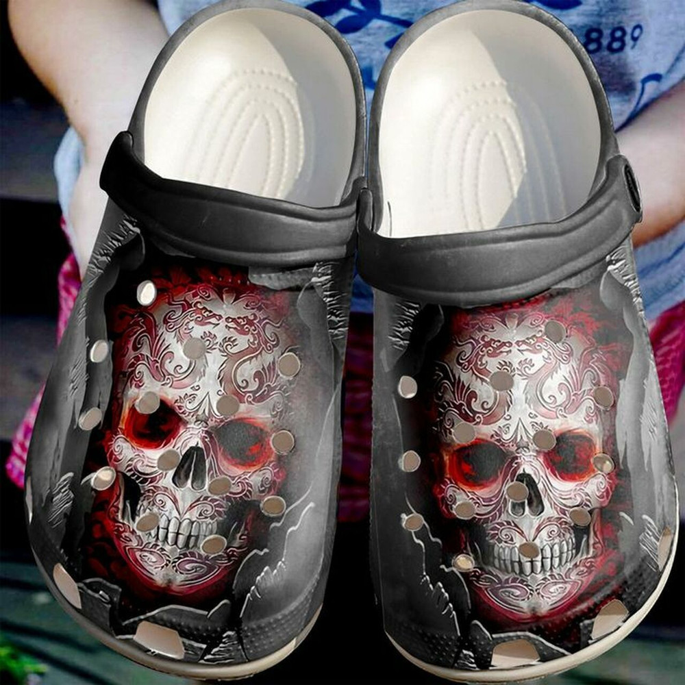 Skull Broken Wall 102 Gift For Lover Rubber Crocs Clog Shoes Comfy Footwear