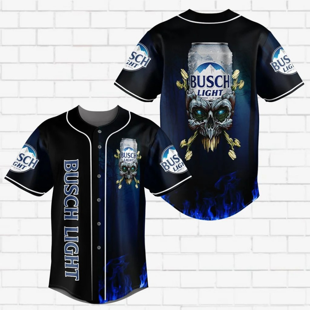 Skull Busch Ligh Cool Baseball Jersey