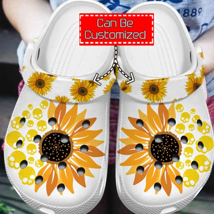 Skull Crocs - Skull Sunflower Clog Shoes For Men And Women