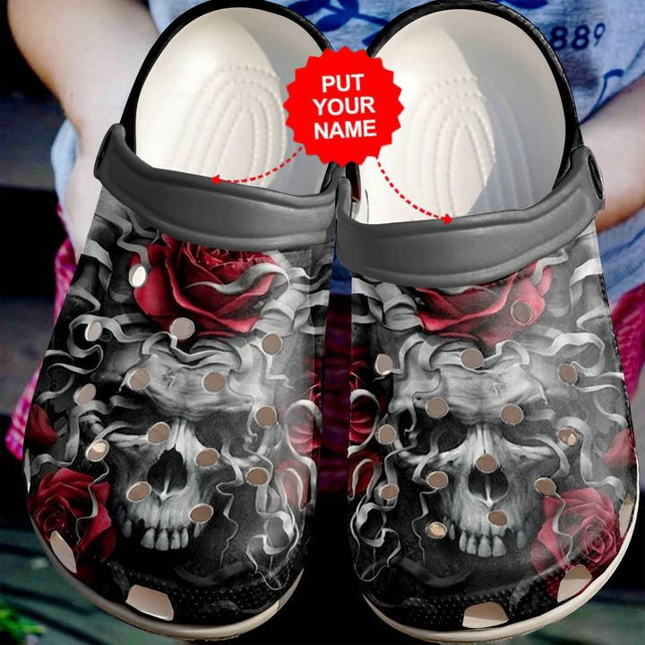 Skull Crocs - Skulls And Roses Clog Shoes For Men And Women