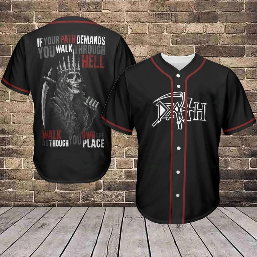 Skull Death Walk Through Hell Baseball Jersey