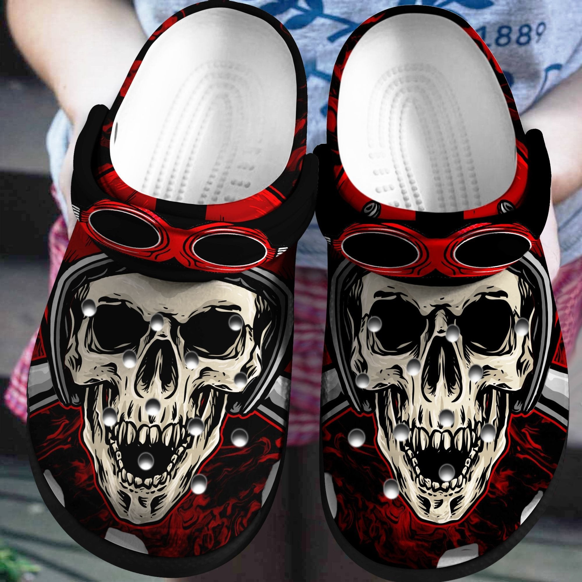 Skull Tattoo And Sun Glasses Clogs Crocs Shoes Gift For Men Boy