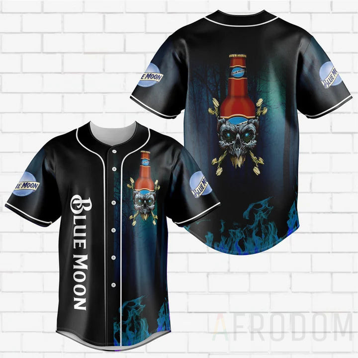 Skull With Blue Moon Baseball Jersey