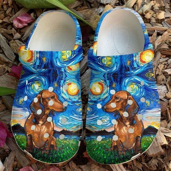 Sky Dachshund Rubber Crocs Clog Shoes Comfy Footwear