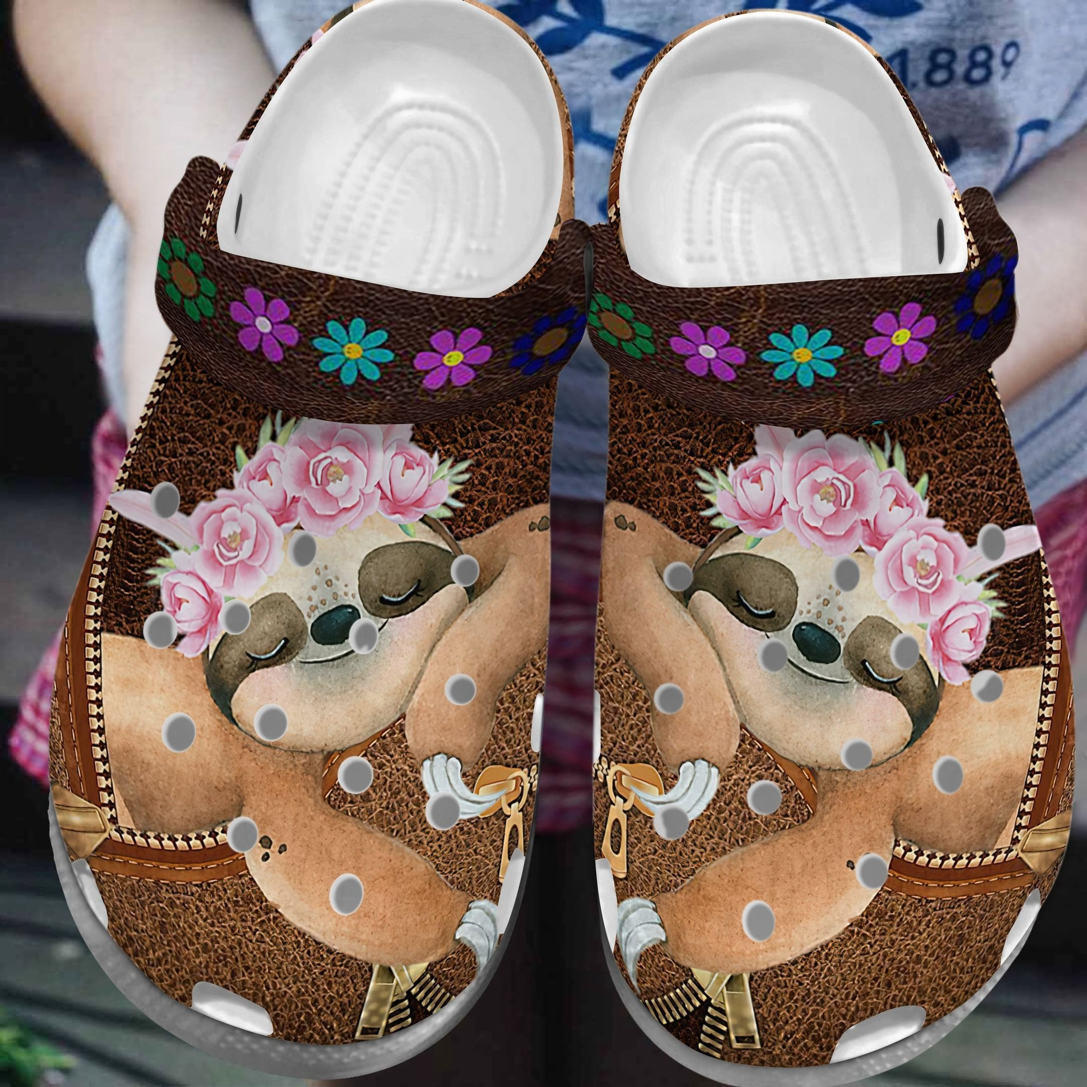 Sleeping Sloth Crocs Shoes Clogs Gift For Schoolgirl