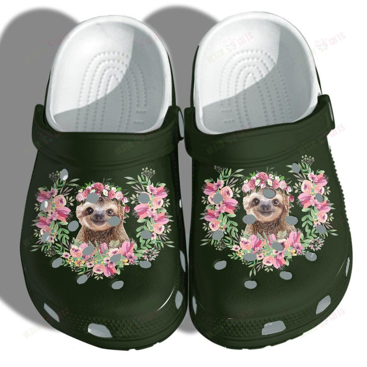 Sloth Flower Crocs Classic Clogs Shoes