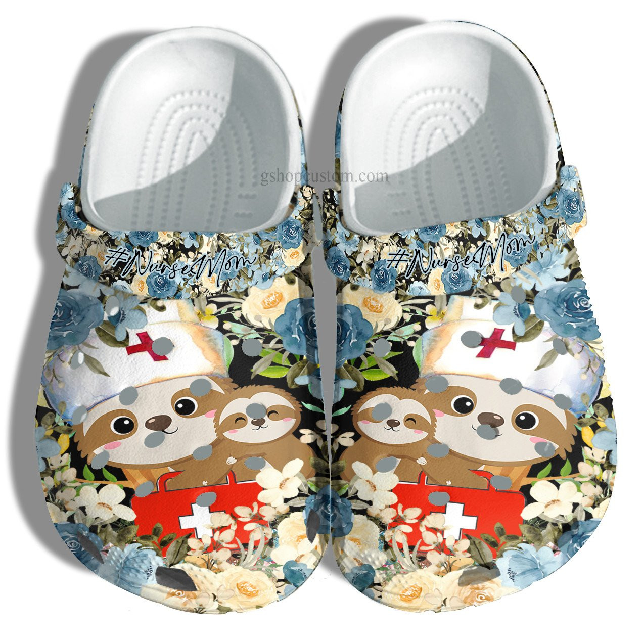 Sloth Nurse Mom Flower Croc Shoes Mother Day Gift- Sloth Mom Hug Daughter Crocs Shoes For Nurses