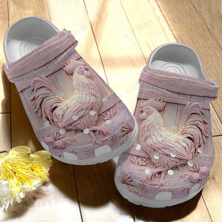 Small Pink Chicken Crocs Classic Clogs Shoes