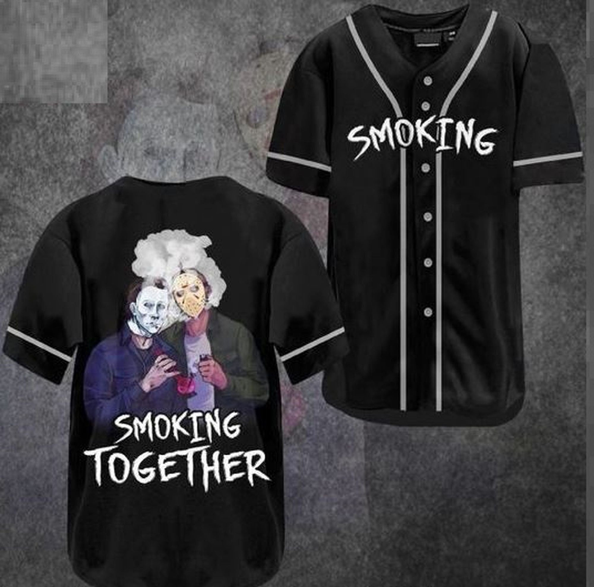 Smoking Horror Movie Characters Baseball Jersey Shirt