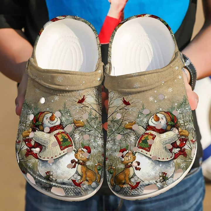 Snowman With A Cat Christmas Crocs Crocband Clog Shoes For Men Women