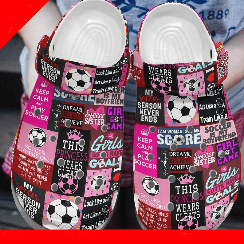 Soccer Pattern Crocs Rubber Crocs Clog Shoes Comfy Footwear