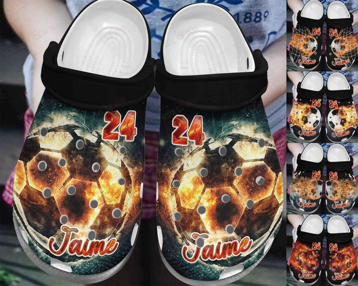 Soccer Personalized White Sole On Fire Crocs Classic Clogs Shoes