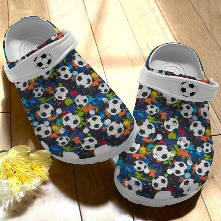 Soccer White Sole Soccer Pattern Crocs Classic Clogs Shoes
