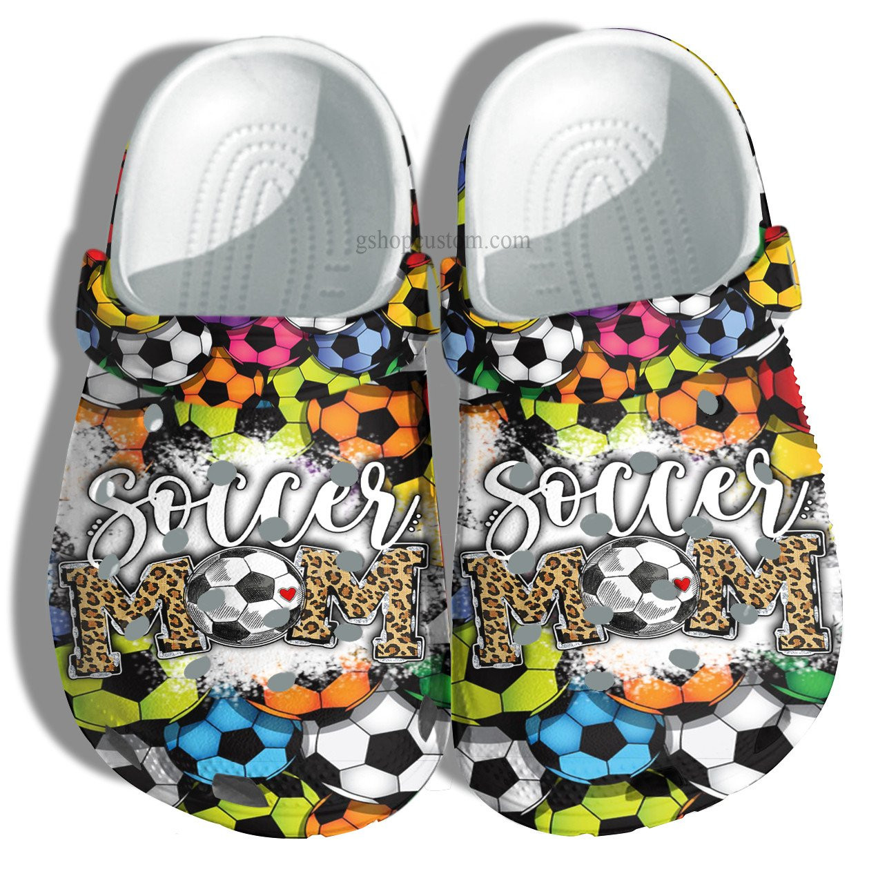 Soccor Mom Rainbow Croc Shoes Leopar Style - Football Mom Leopard Crocs Shoes Gift Women Grandma