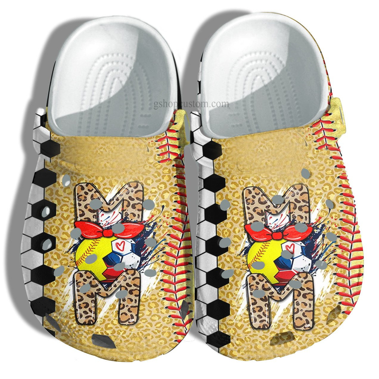 Soccor Mom Twinkle Croc Shoes Leopar Style - Football Mom Leopard Crocs Shoes Gift Birthday Mother