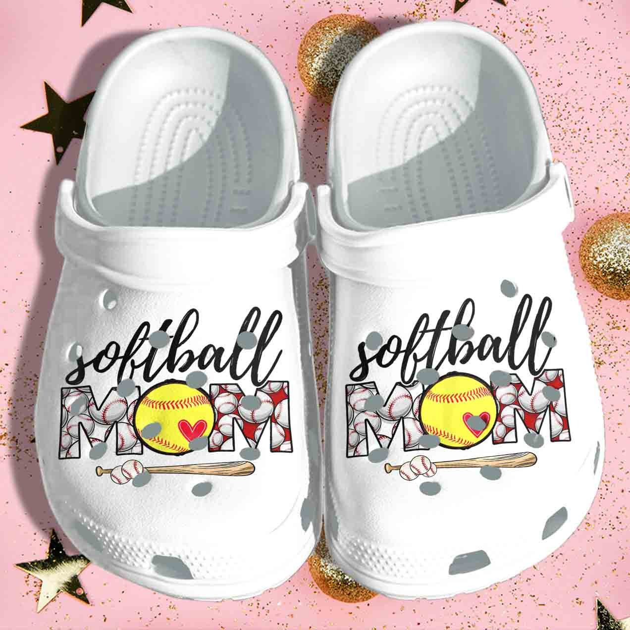 Softball Mom Shoes Crocs Clogs Birthday Gift For Daughter Son