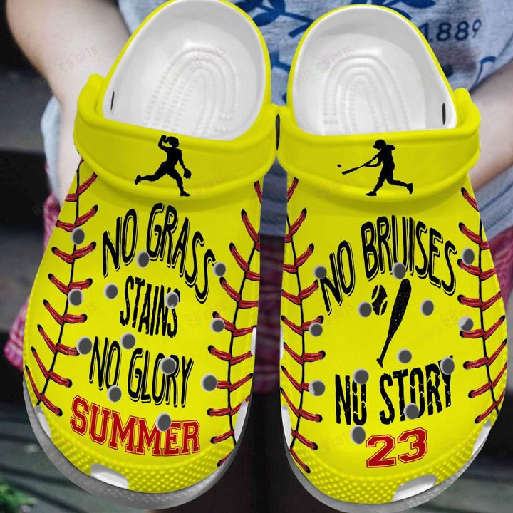 Softball Personalized No Bruises Stains No Story Crocs Classic Clogs Shoes