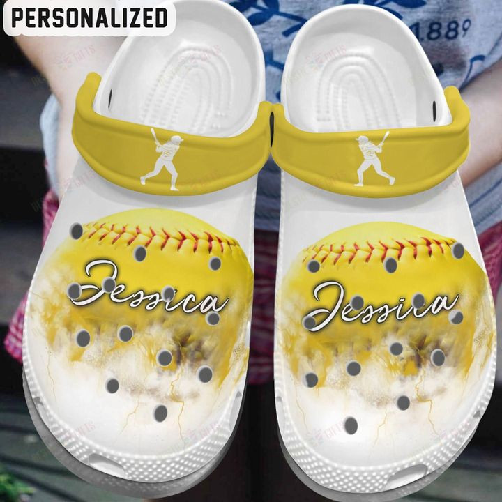 Softball Personalized White Sole Cloud Crocs Classic Clogs Shoes