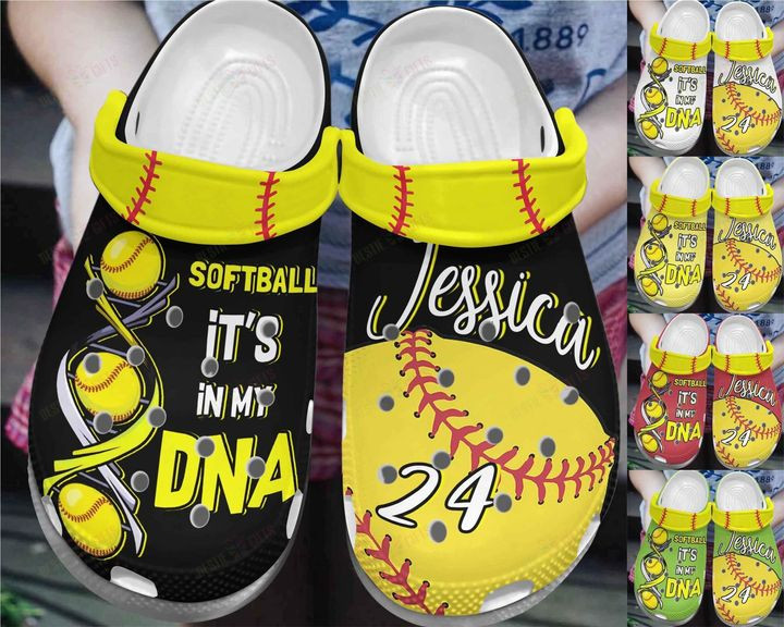 Softball Personalized White Sole ItS In My Dna Crocs Classic Clogs Shoes