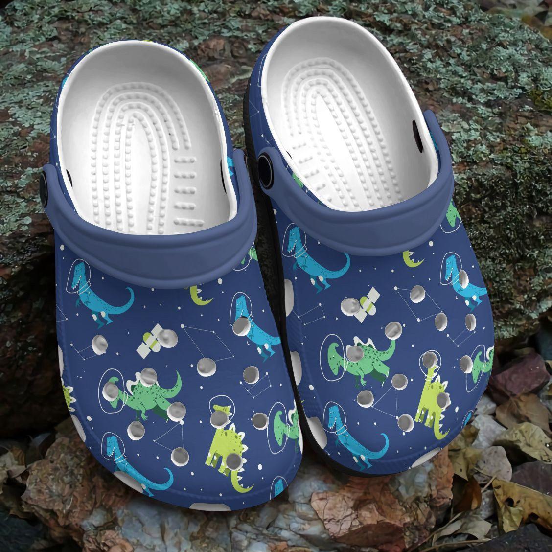 Space Dinosaur Personalized Clog Custom Crocs Comfortablefashion Style Comfortable For Women Men Kid Print D