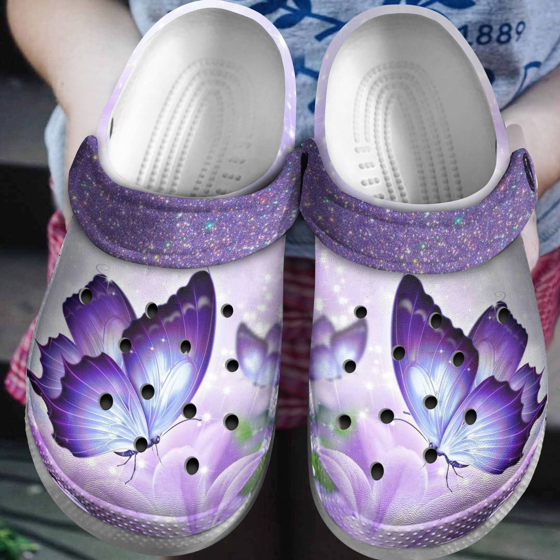Sparkling Butterfly Shoes Crocs Clogs Birthday Gifts For Daughter