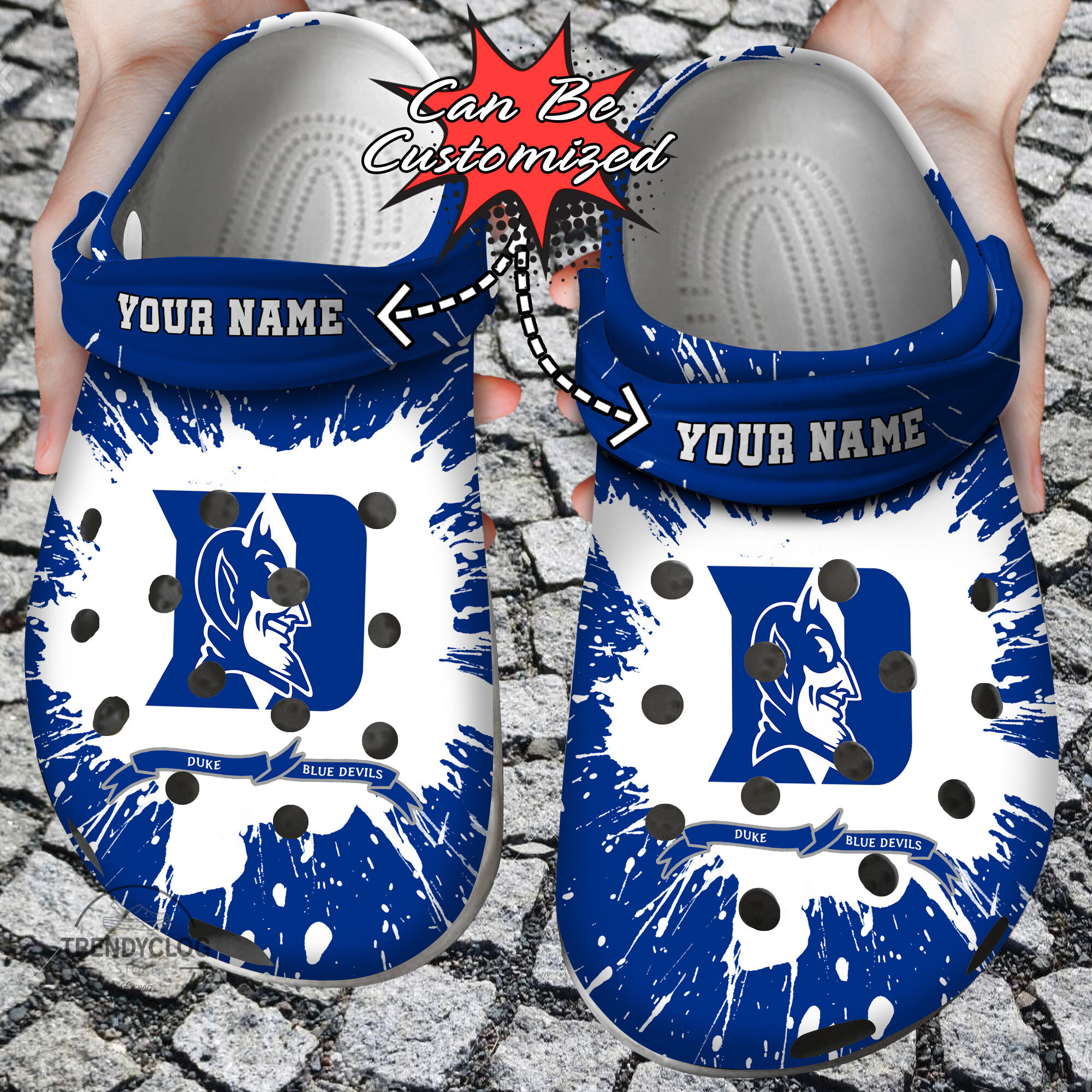Sport Crocs Personalized DBlue Devils University Team Clog Shoes