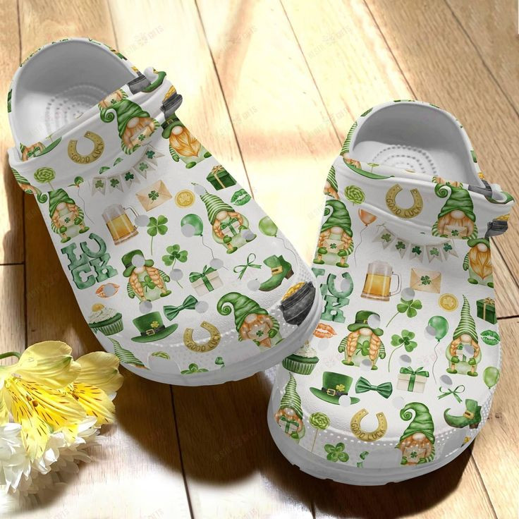 St Patricks Day Irish Luck Gnome Pattern Crocband Crocs Shoes