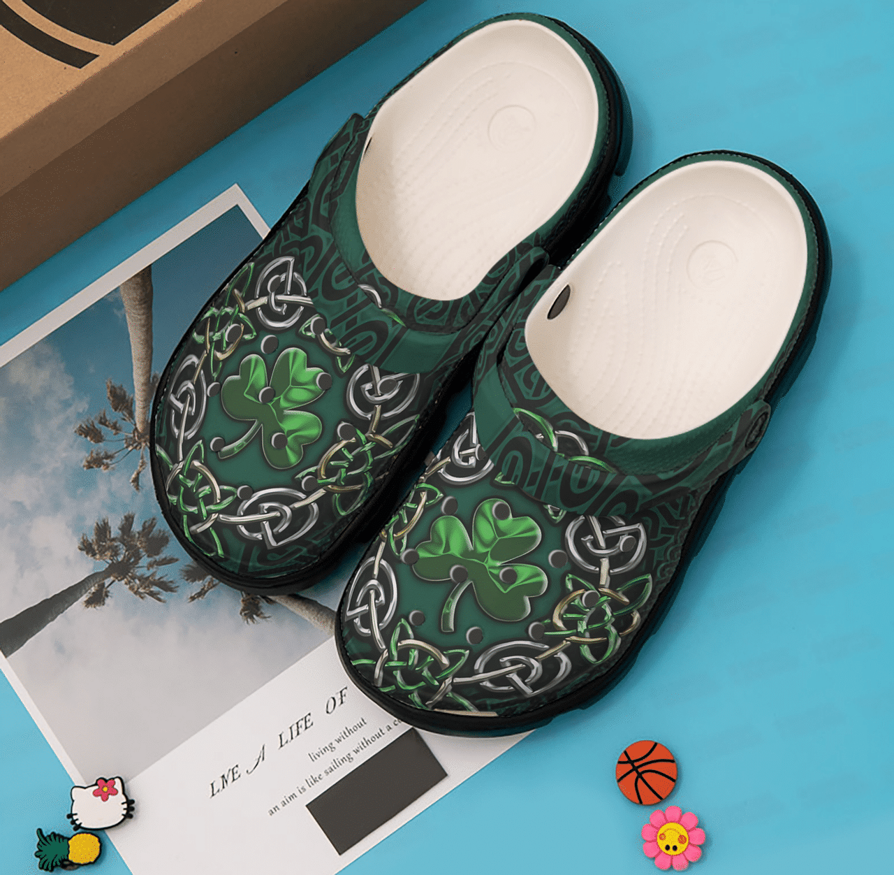 St Patricks Day Irish Shamrock Circle Celtics Crocband Crocs Shoes