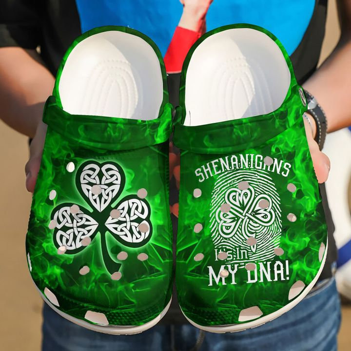 St Patricks Day Shamrock Leaf Shenanigans Its In My Dna Irish Crocband Crocs Shoes