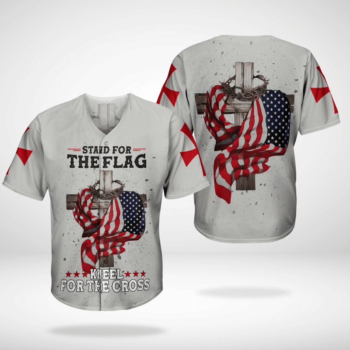 Stand For The Flag Kneel For The Cross Jesus Baseball Jersey