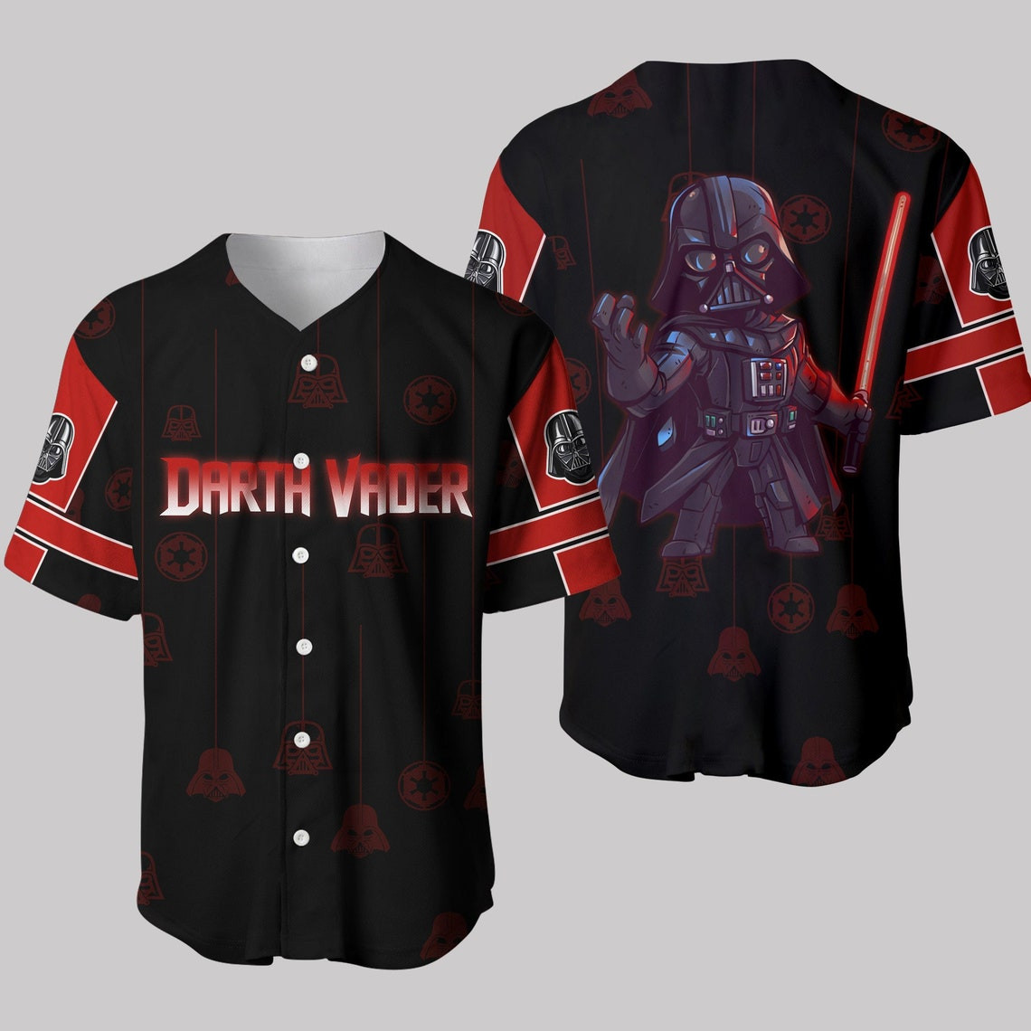 Star Wars Darth Vader Black Red Patterns Disney Unisex Cartoon Custom Baseball Jersey Personalized Shirt Men Women