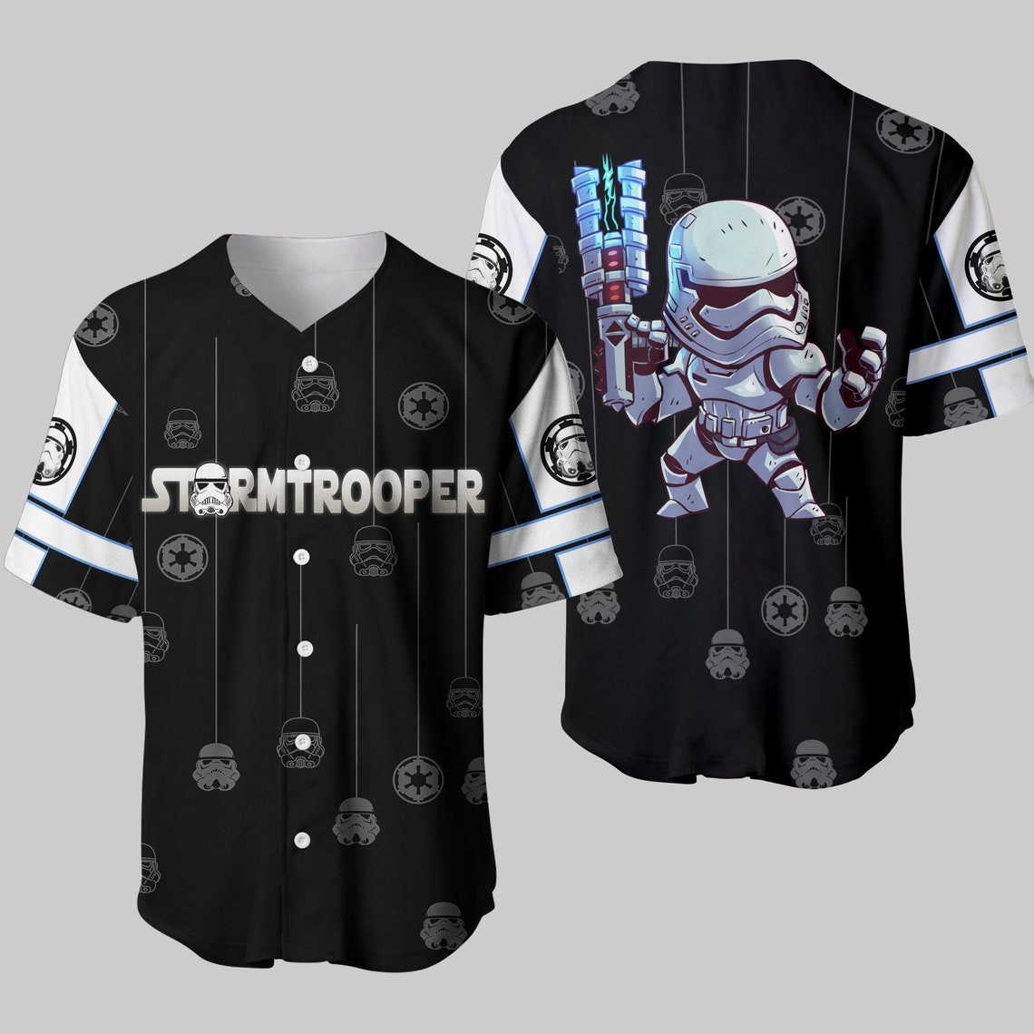 Star Wars Stormtrooper Black White Patterns Disney Unisex Cartoon Custom Baseball Jersey Personalized Shirt Men Women