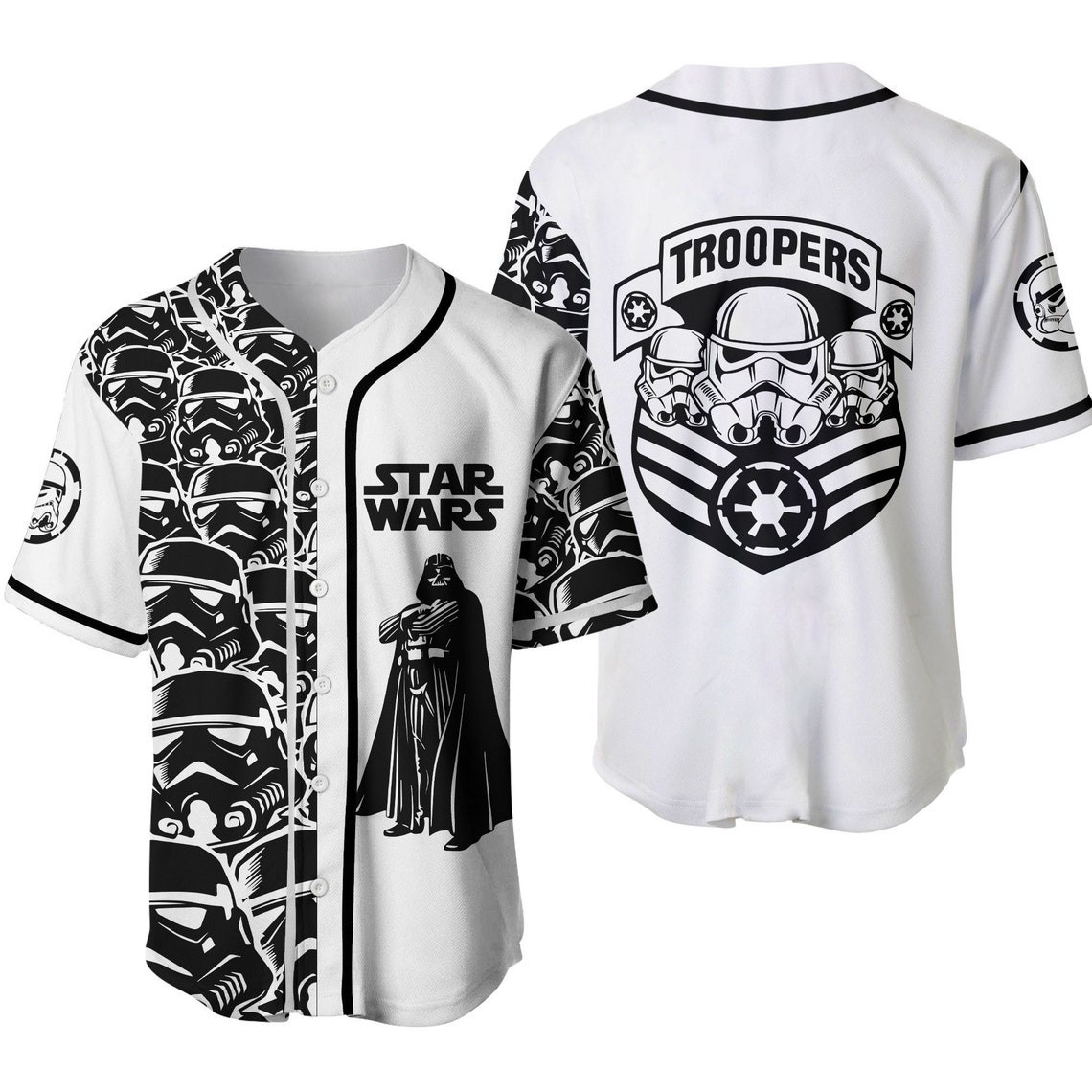 Star Wars Stormtrooper White Disney Unisex Cartoon Custom Baseball Jersey Personalized Shirt Men Women